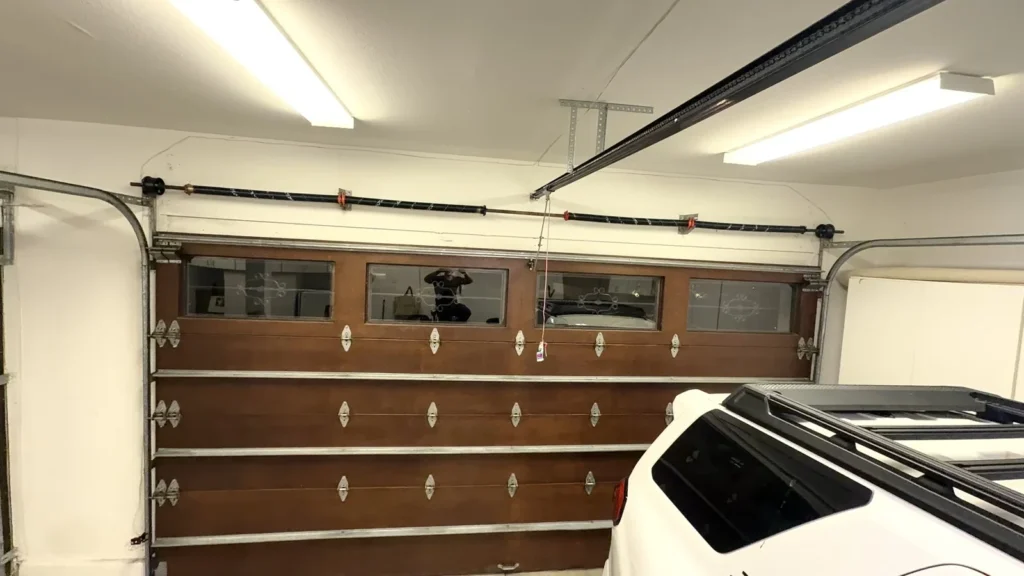 Wood-look sectional garage door serviced in Laguna Niguel, CA